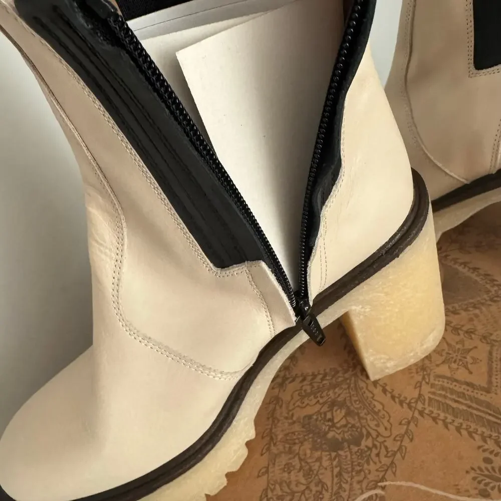 Free People Leather James Chelsea Boot in White